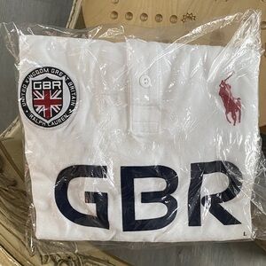 Ralph Lauren GBR White Polo with Red and Navy Blue Accents